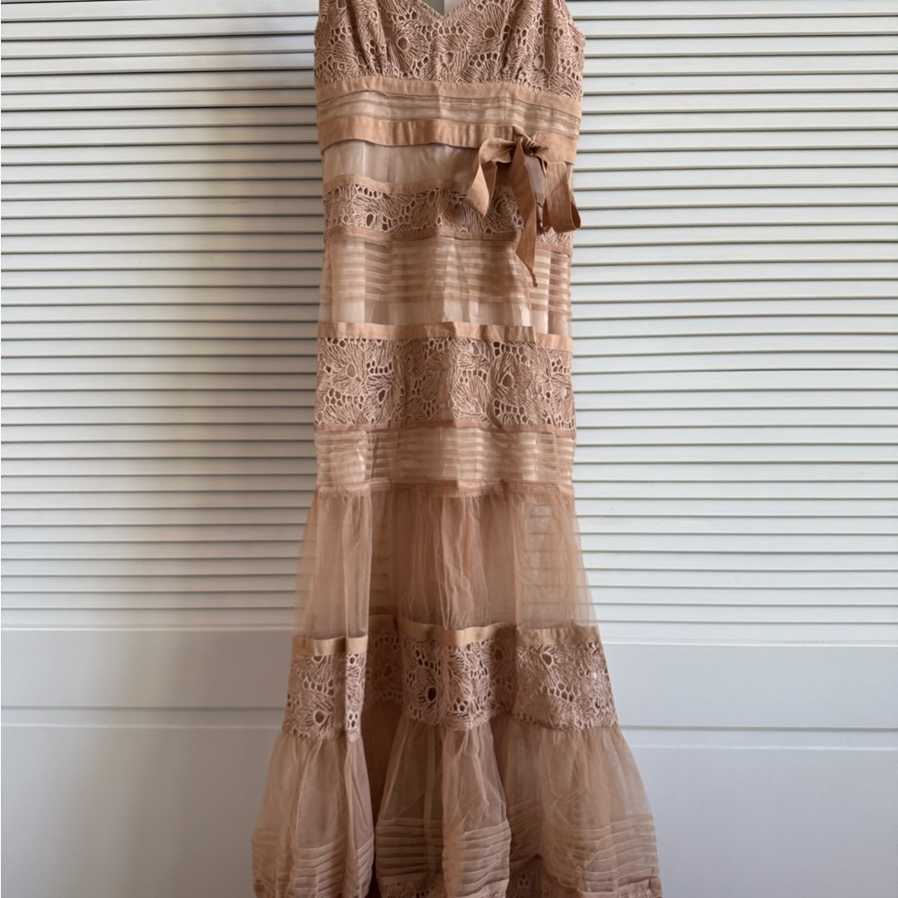 Chic Lace and Tulle Beige Dress